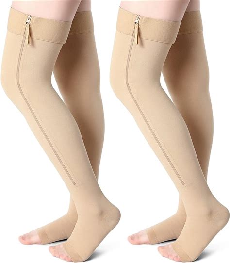 thigh high compression stockings amazon|zippered thigh high compression stockings.